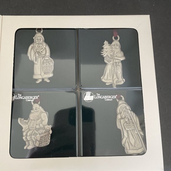 Vintage Longaberger Commemorative Santa Collection Pewter Ornaments - Box of 4 - Picture 3 of 15